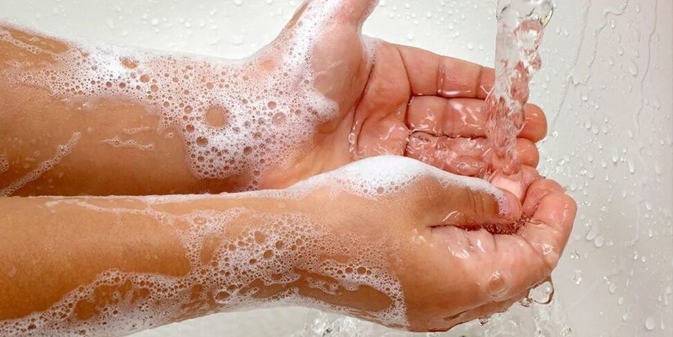 Washing hands to prevent parasite infestation